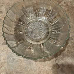 10”x3” Heavy Glass Flower Shaped Textured Bowl 