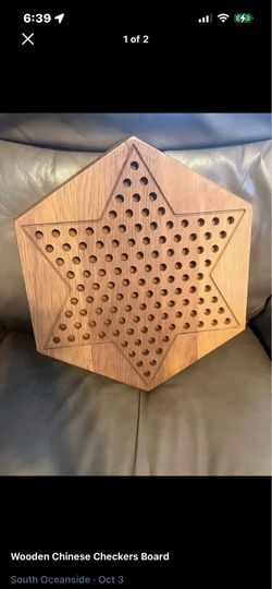 Vintage teak Chinese checkers board game