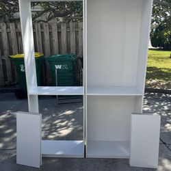 White bookshelves