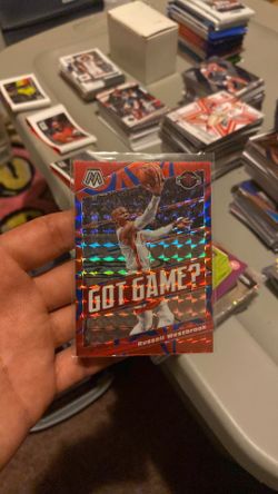 Russell Westbrook 2019-20 Panini Mosaic Got Game? Insert Red Prizm No. 8 /99