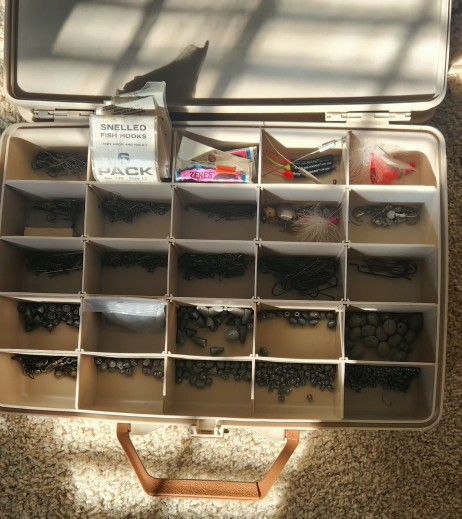 2 Sided Plano Tackle box filled with various tackle
