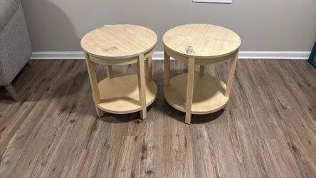 Round Two-Tier Accent Tables (Pair) – Target Project 62, Washed Wood