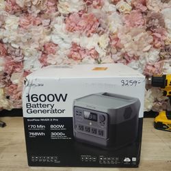 EcoFlow
800W Output/1600W Peak Push-Button Start Battery Generator RIVER 2 Pro, LFP Battery, Fast Charging for Outdoor, Camping