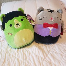 8" Tally The Vampire Cat And Len The Green Frankenstein 