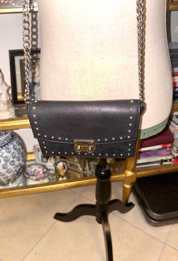 Black Studded Crossbody Bag with Chain Strap