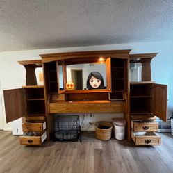 Queen Size Headboard/ Entertainment Center 