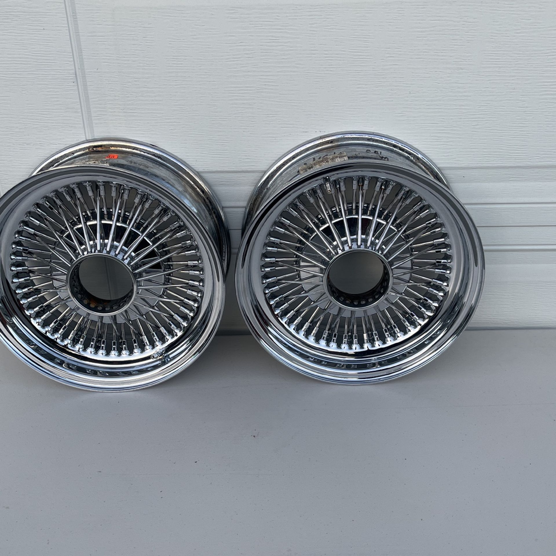 2 13x5.5 Standard Pre stamped Dayton wire wheels