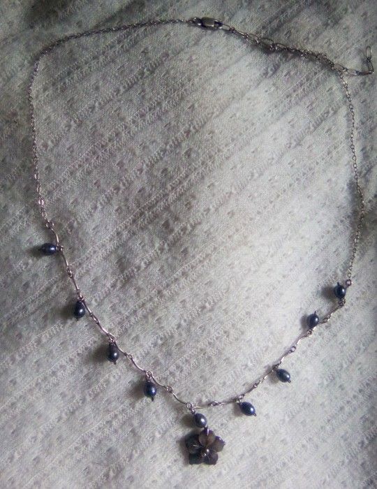 Silver Necklace With Faux Pearls