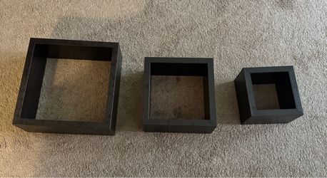 Brown Dark Wood Wall-Mounted Shadow Box Shelf decors