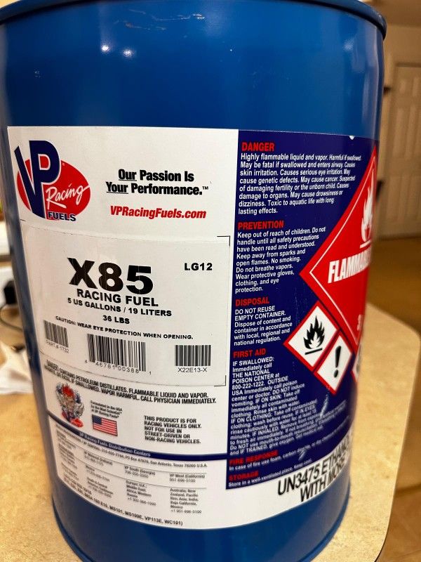 New VP X85 Aka E85 Ethanol Racing Fuel