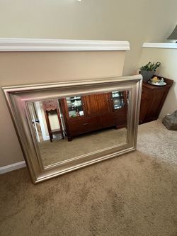 Large Pier 1 Imports Champagne Silver Framed Wall Mirror –