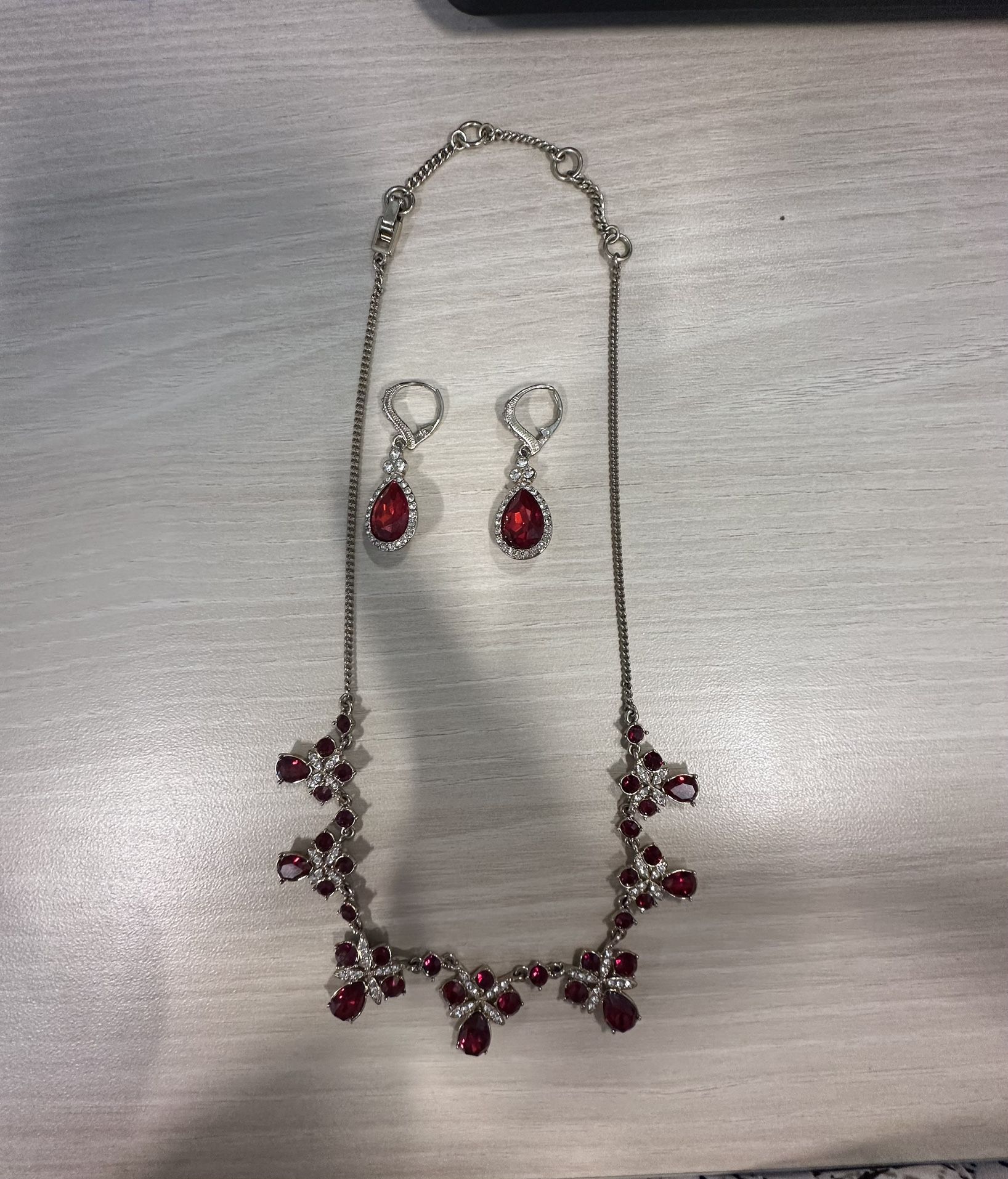 Givenchy Red Earrings & Necklace Matching Set 