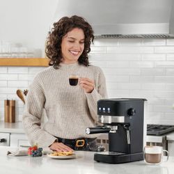 Black Espresso Machine with Steam Wand
