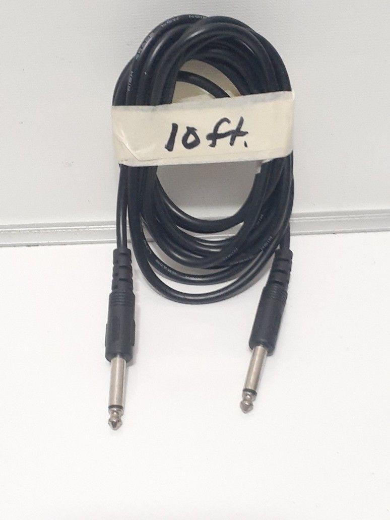 10ft Microphone 1/4 Inch Cable Male To Male. Works Great Tested 