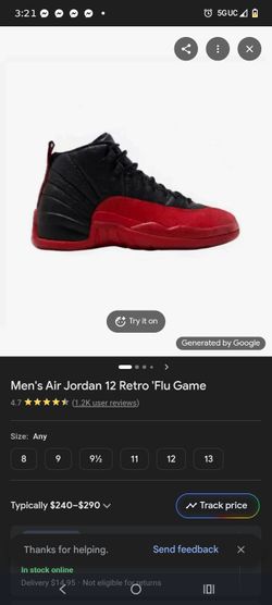 AIR JORDAN RETRO 12 "FLU GAME" EDITION SIZE 11