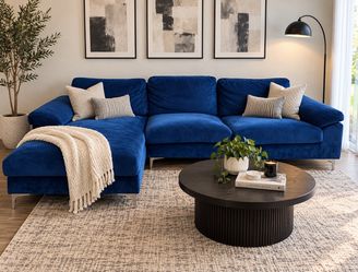 🛋️ Beautiful Navy Blue L-Shaped Sectional Sofa