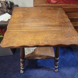 Antique Table Glass Marble Leg