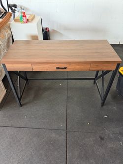 Industrial-Style Wood Desk with Drawer