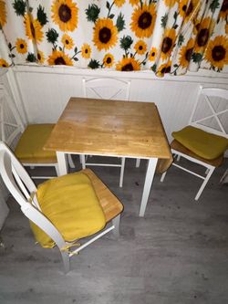 Wooden Dining Table and 4 Chairs Set