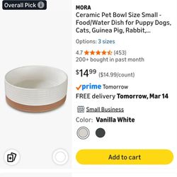 MORA

Ceramic Pet Bowl Size Small - Food/Water Dish for Puppy Dogs, Cats
