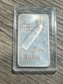 The One Ounce Silver Bullet 1 Troy Oz .999 Fine Art Bar in plastic capsule