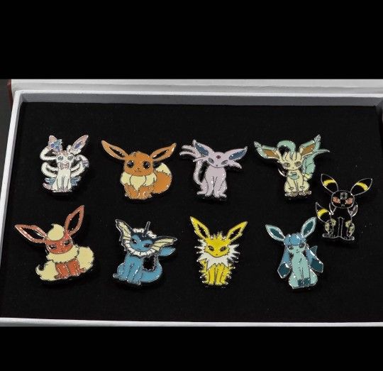 Eevee Evolution  Badges/ Pins Set Of 9