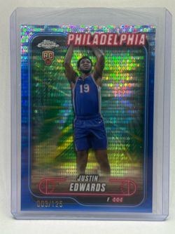 2024-25 Topps Chrome Justin Edwards 161 Blue Sonar Refractor Rookie 76ers 003/125