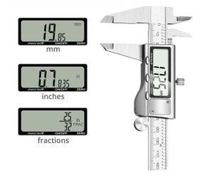 Digital Caliper Measuring Tool, Stainless Steel Vernier Caliper Digital Micrometer with Large LCD Screen, Easy Switch from Inch Metric Fraction, 6 Inc