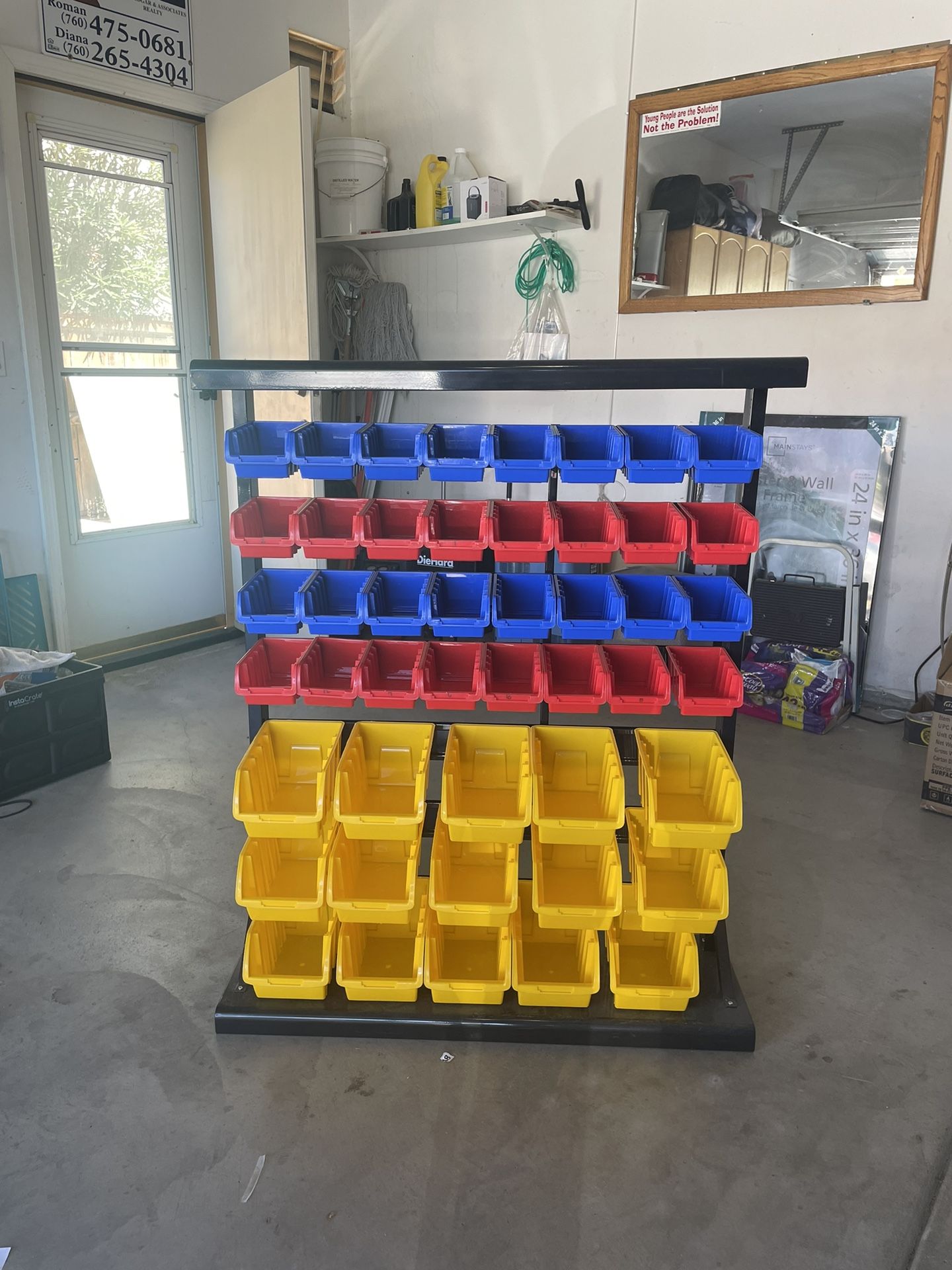 47 Bin Floor Mount Parts Rack