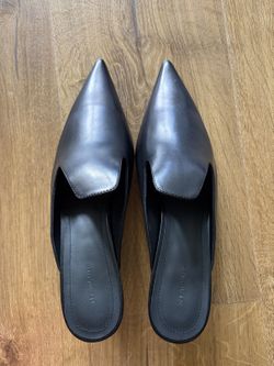 Black Leather Pointed-Toe Mule Heels – Size 37 (235mm, ~US 6.5), New with Box