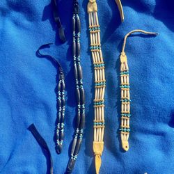 Bone & Bead Leather Necklaces With Matching Bracelets