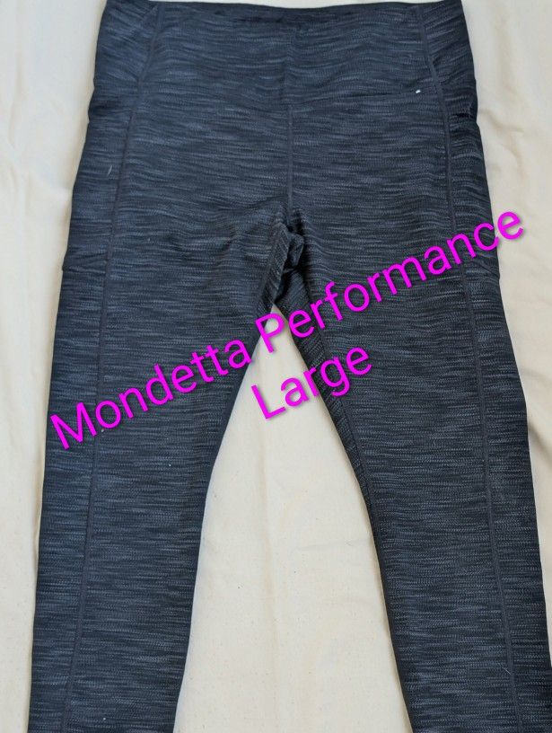 New Womens Mondetta Large 14 Performance Luxury Pants Stretch Thick Dark Gray Leggings W 32-34 L29