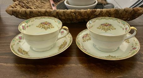 Vintage Noritake “Gloria” #95641 Footed Cup and Saucer. Set of 2