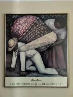 Framed Diego Rivera print: Flower Carrier