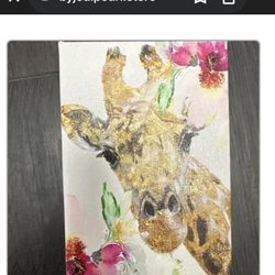 Oversized 42" × 30" giraffe canvas