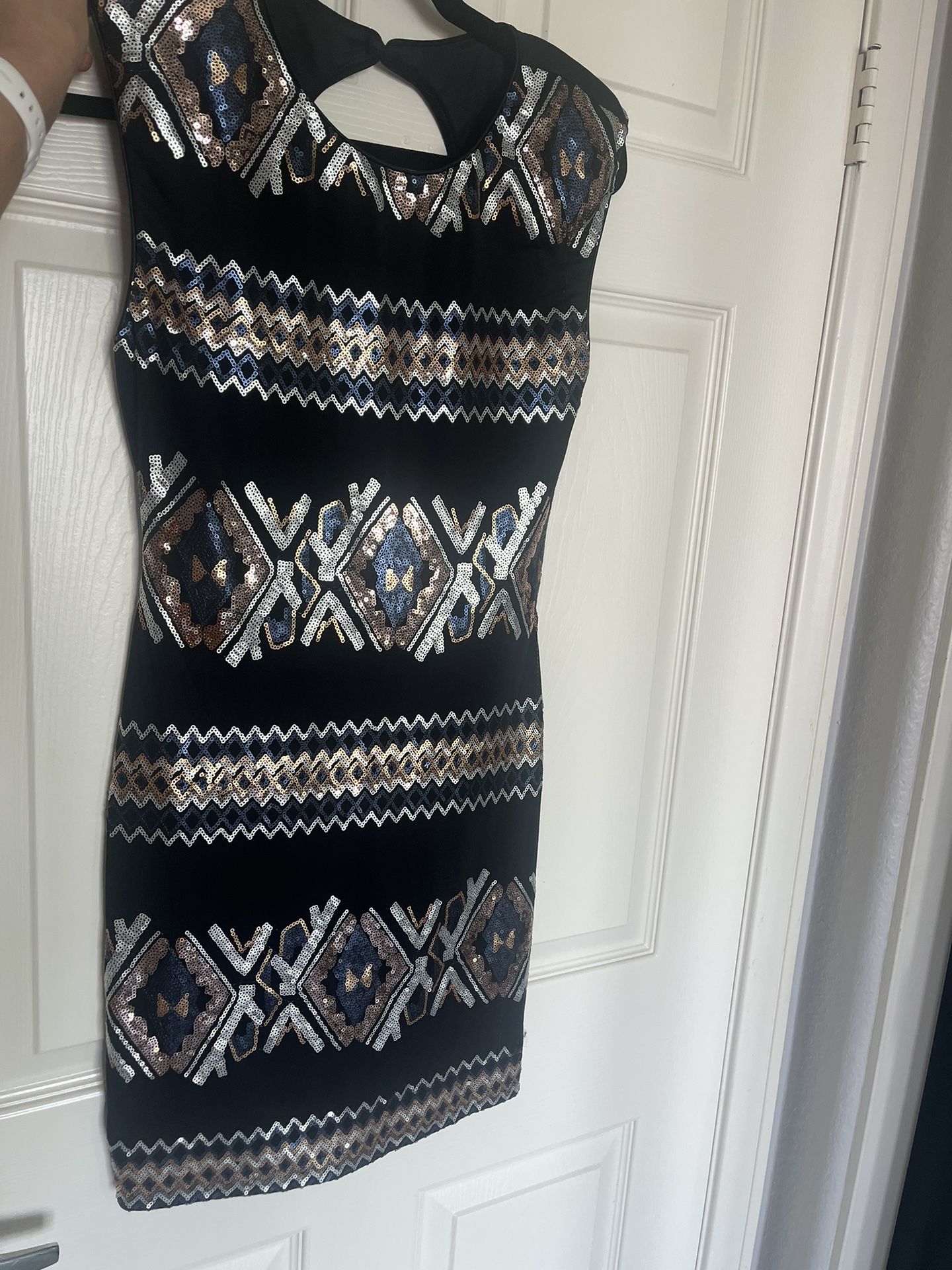 Black Silver And Gold sequin dress - Medium