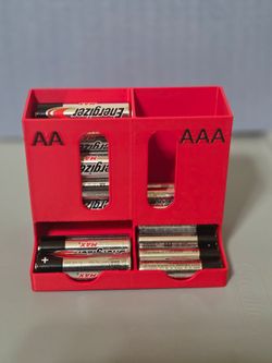Red AA and AAA Battery Storage Organizer