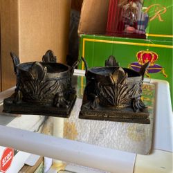 2 metal candle holders