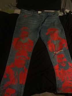 Asaali Red Ripped Jeans
