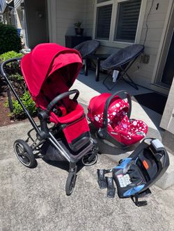 Cybex Priam Stroller + Cloud Q Infant Car Seat + Base | Rare Red Edition ✨