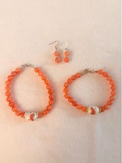 Beautiful Orange color bracelets and pair earrings