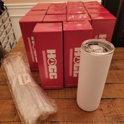 18 Brand new 20 oz red/orange glow in the dark sublimation tumblers. 