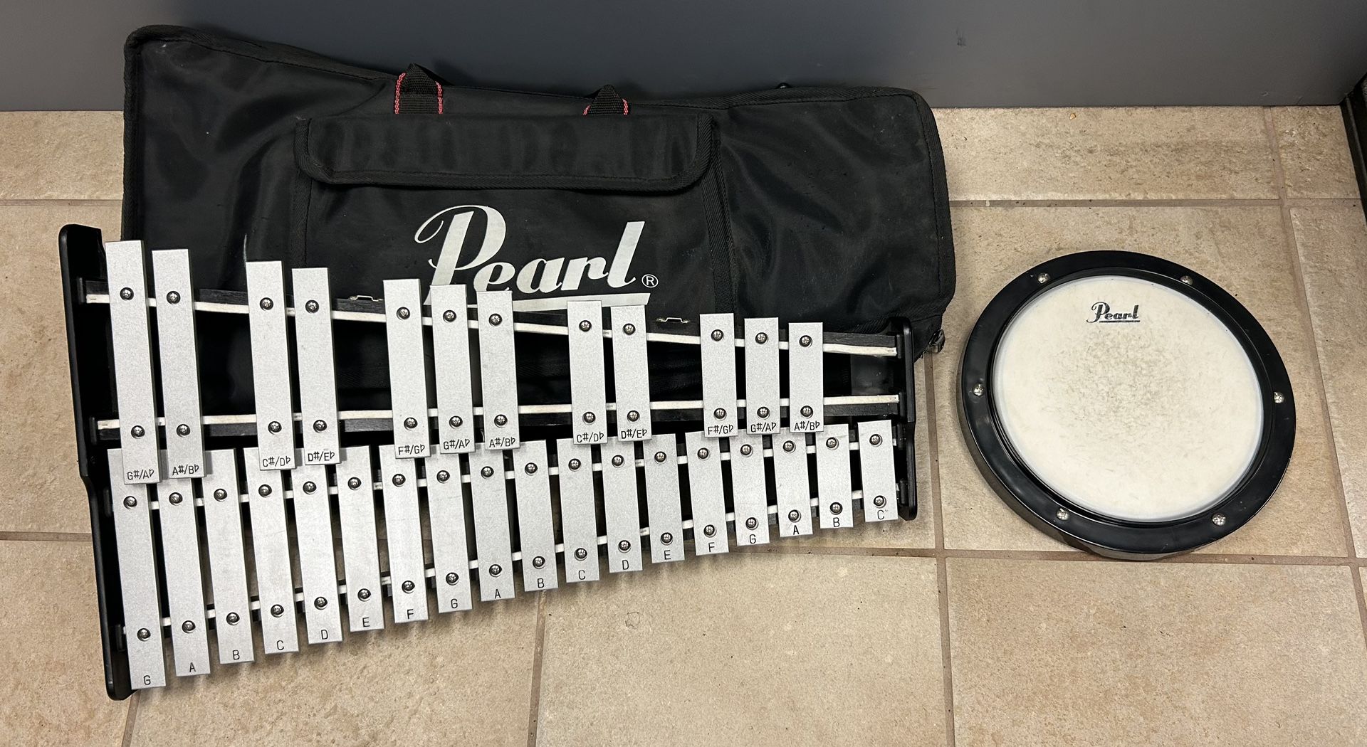 Pearl Xylophone Bell Kit w/ Practice Pad, Stand & Case