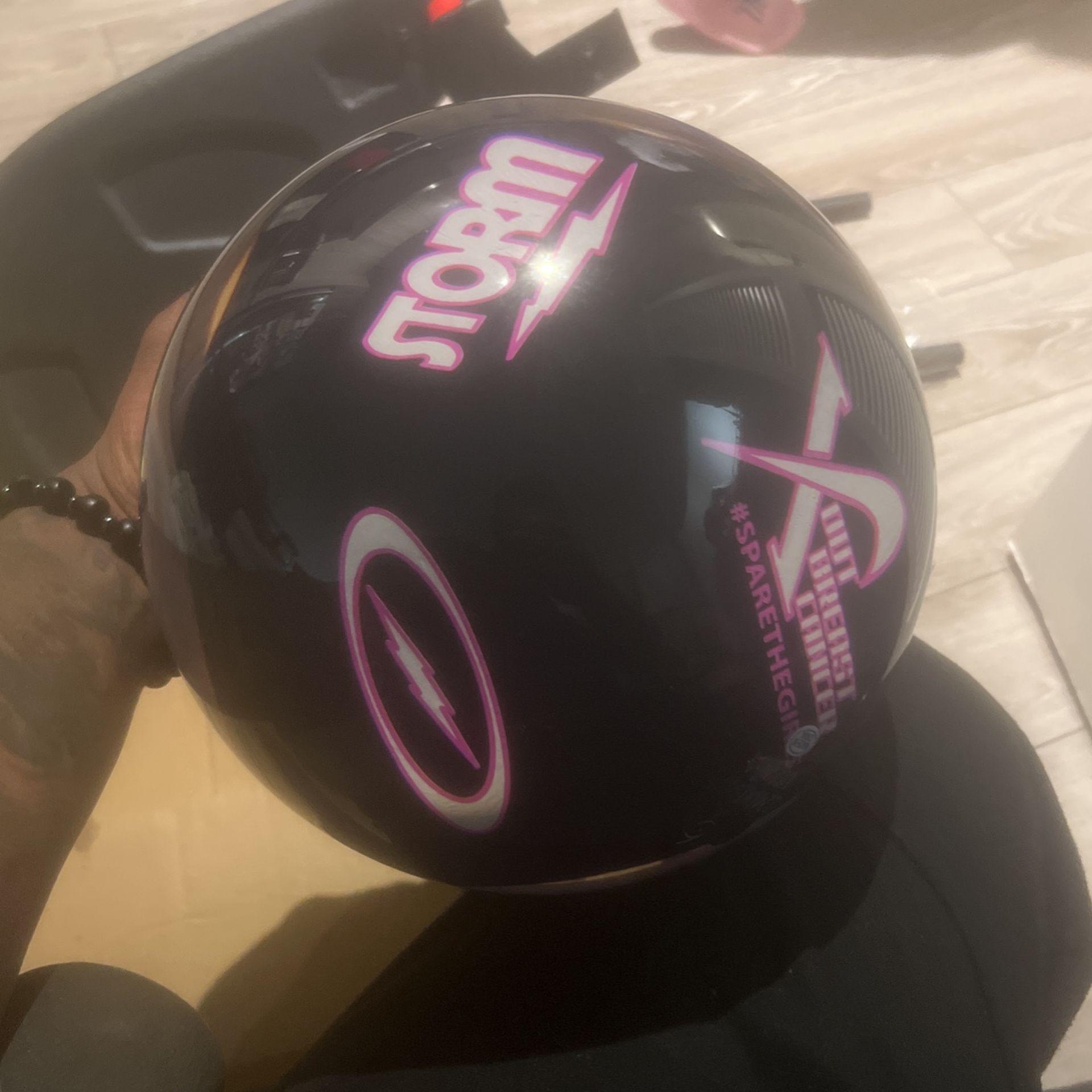 #sparethegirls strike Out Breast Cancer bowling Ball