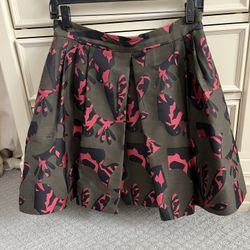 Banana Republic Olive Green With Red/black Camo Skirt 