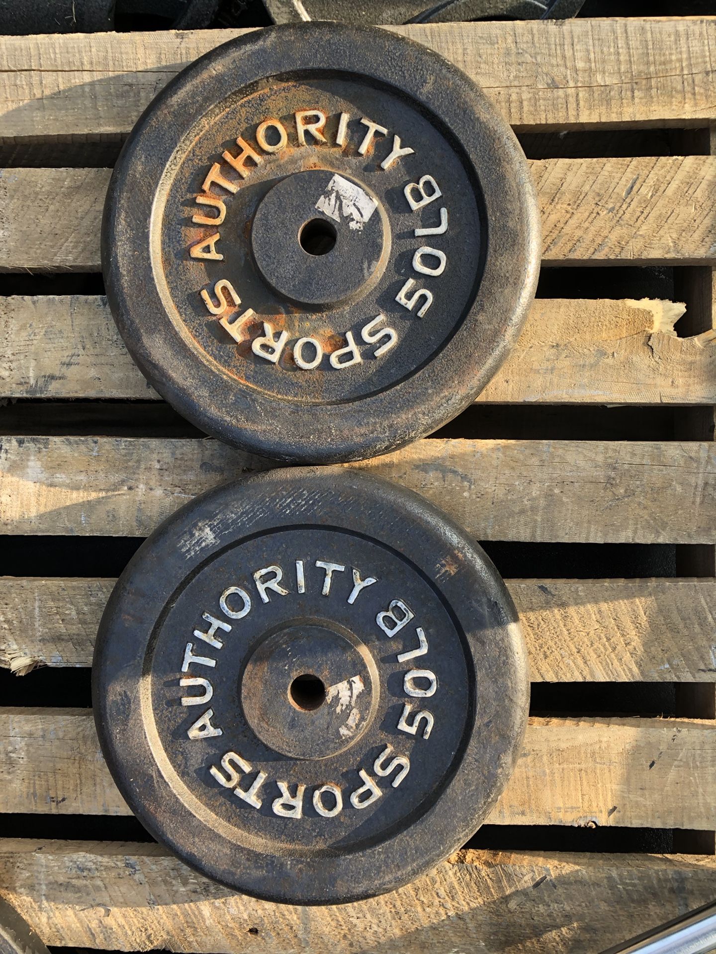 Standard 1 inch weight plates.50 pounds each... $125 OBO