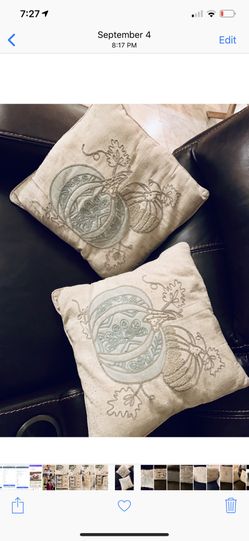 Fall pumpkin throw pillows. Set of 2
