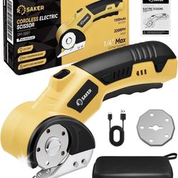 Saker Cordless Electric Scissors Cardboard Box Cutter Rechargeable w Case Light