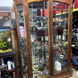 Display cabinet with lights  wood 2 doors  