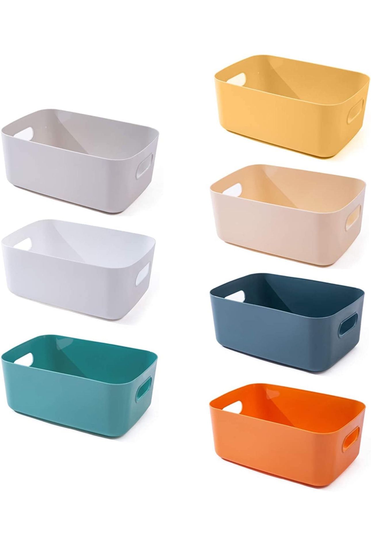 OWill 7-Pack Plastic Storage Bins and Baskets for Efficient Home Classroom Organization - Small Containers in Multiple Colors for Kitchen, Cupboard bo